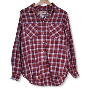 Levis Vintage 90s Red Plaid Long Sleeve Button Front Shirt